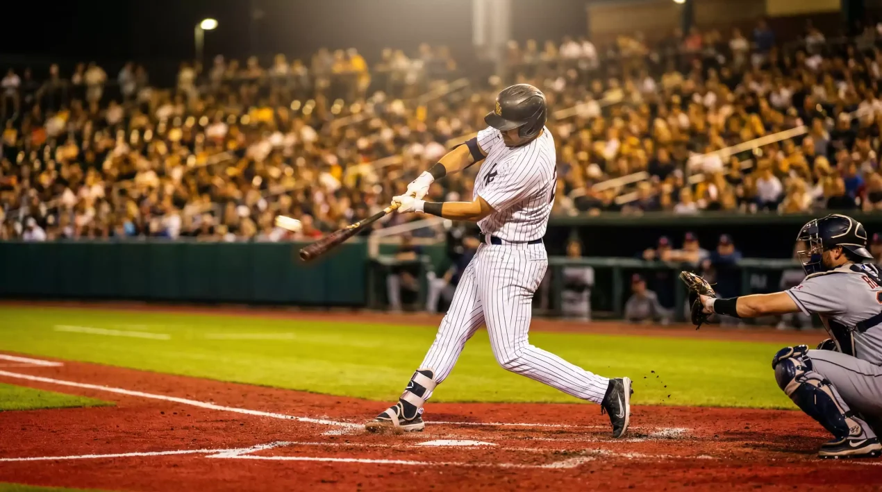 Baseball Wettarten — Batter am Schlag im MLB-Spiel bei Abendbeleuchtung
