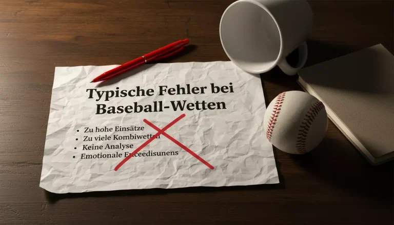Baseball Wetten Fehler: Durchgestrichene Wettscheine auf Schreibtisch