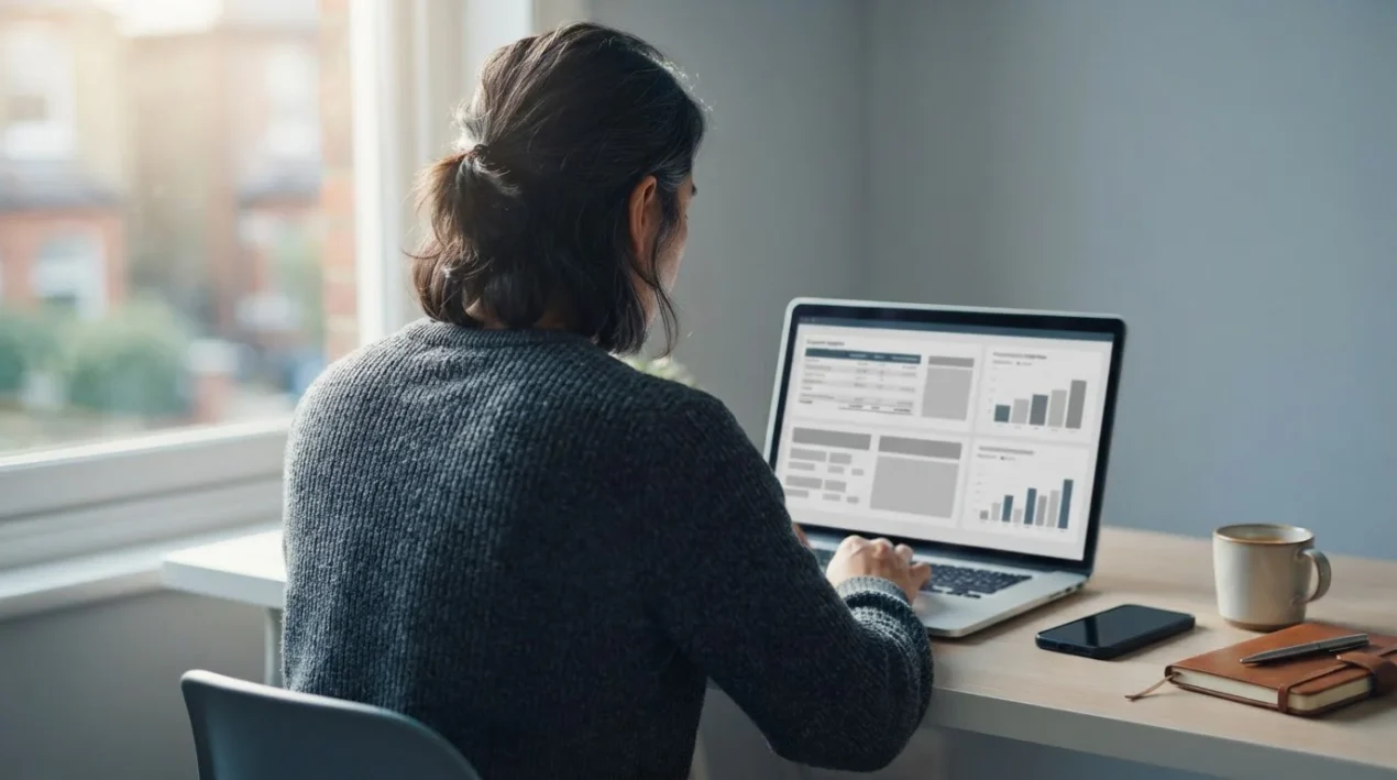 Person am Laptop vergleicht Wettanbieter mit digitaler Bezahloption
