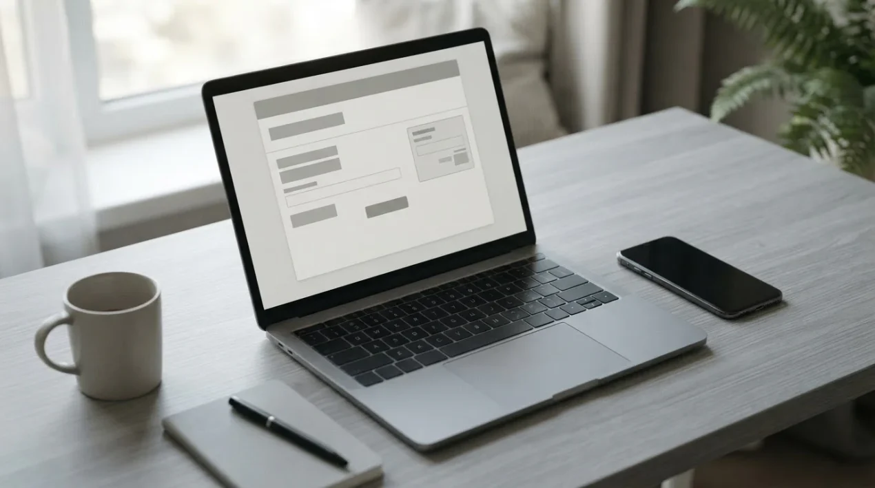 Digitale Zahlungsmethode für Sportwetten auf neutralem Schreibtisch mit Laptop