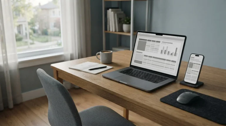 Laptop und Smartphone zeigen Vergleich von Wettanbietern mit Skrill-Zahlungsoption