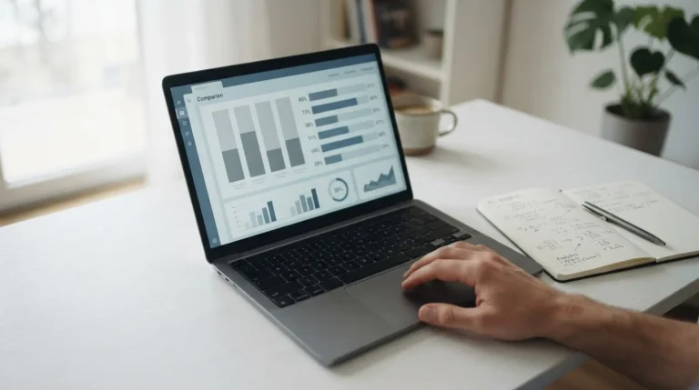 Vergleich von Wettanbietern ohne Gebühren auf einem Laptop-Bildschirm