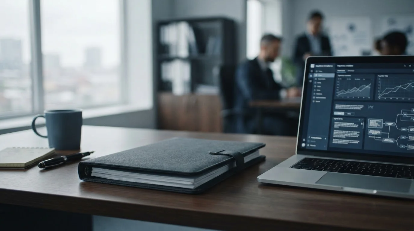 Offizielle Dokumente und Laptop symbolisieren rechtlichen Rahmen der GGL-Aufsicht
