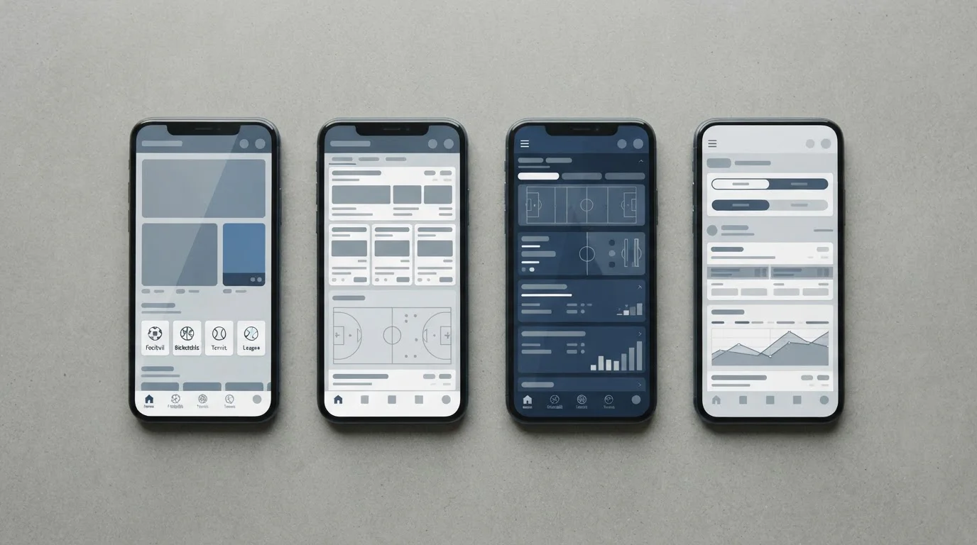 Mehrere Android-Geräte nebeneinander mit verschiedenen Wettanbieter-Apps im Vergleich