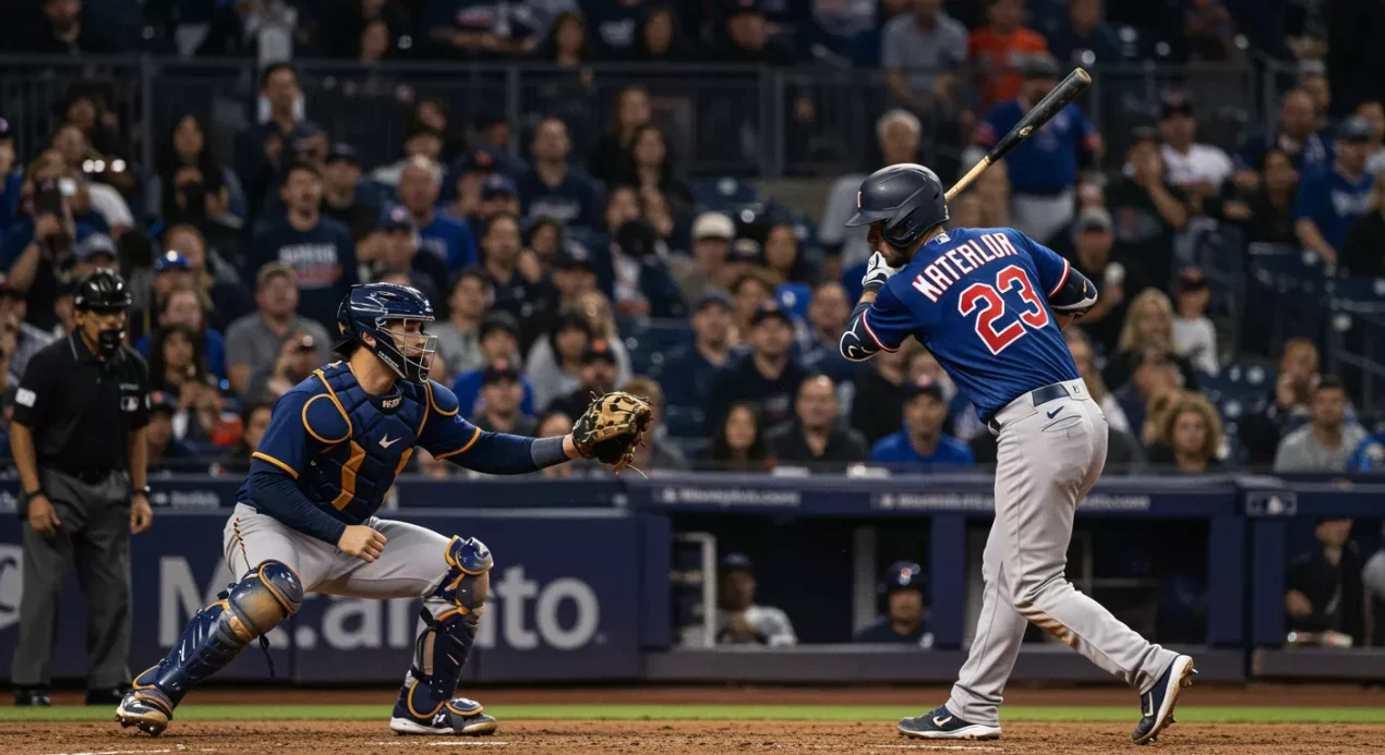 MLB Player Props – Batter am Schlag im MLB-Stadion bei Abendlicht