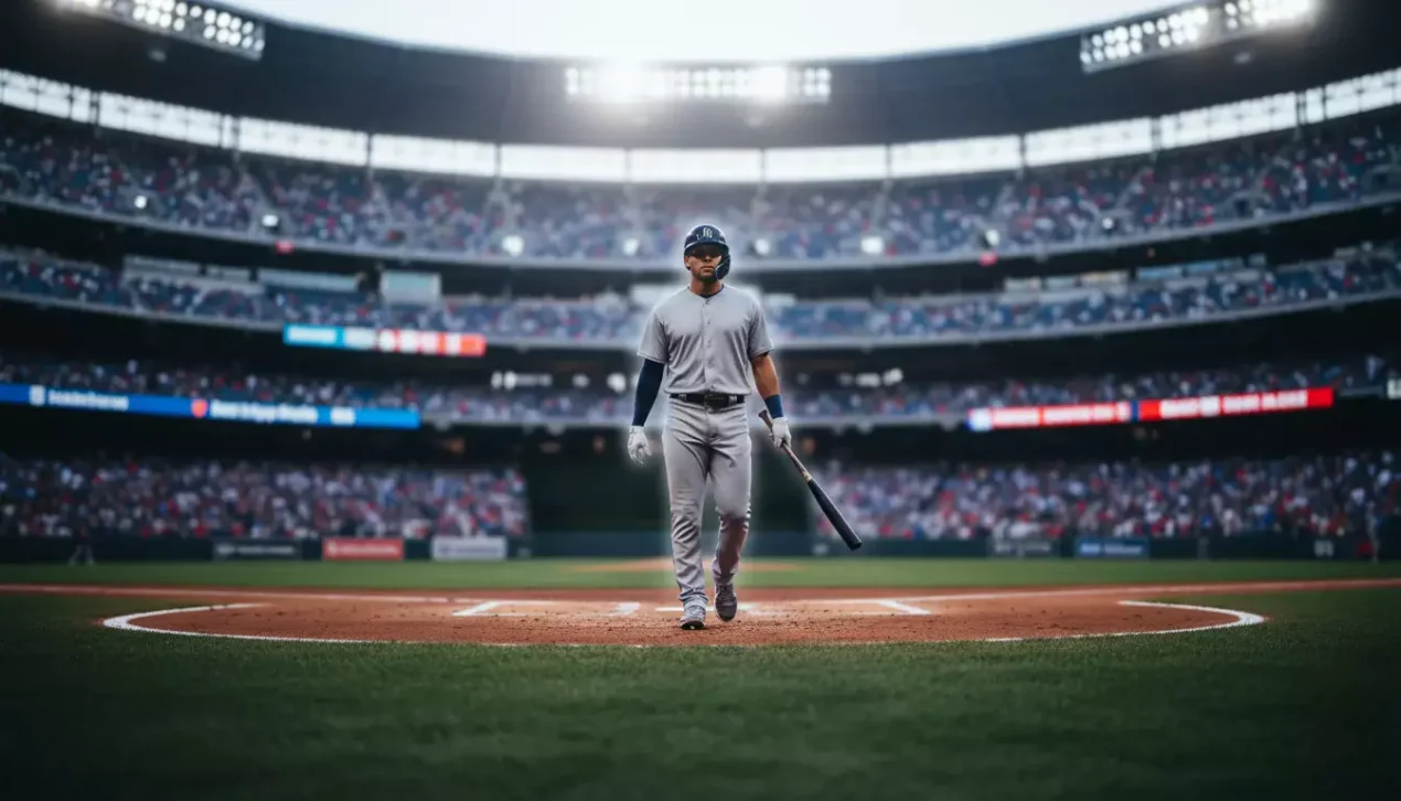 MLB Underdog-Wetten — Baseballspieler in Underdog-Position am Schlag im Abendlicht eines MLB-Stadions