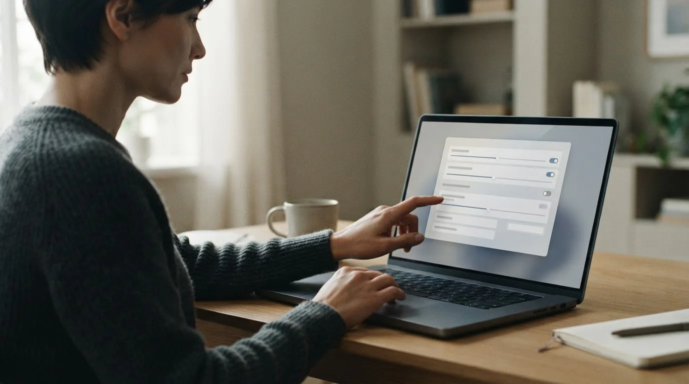 Person setzt digitales Limit auf neutralem Interface