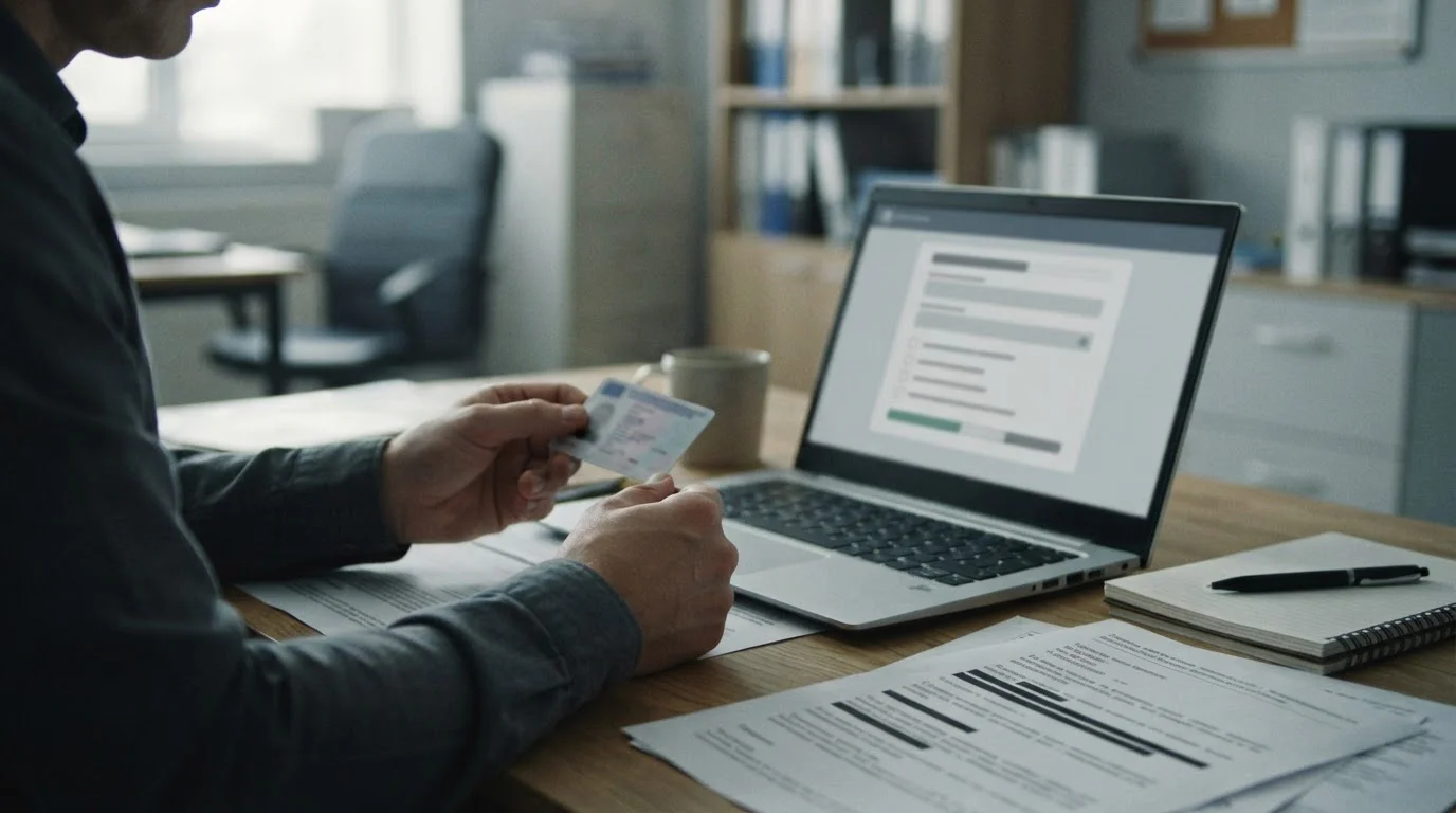 Verifizierungsprozess mit Dokumenten und digitaler Identitätsprüfung